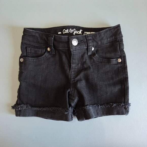Cat & Jack Ultimate Stretch Midi Jean Shorts - Girl Size XS (4 - 5) Black - Picture 1 of 3